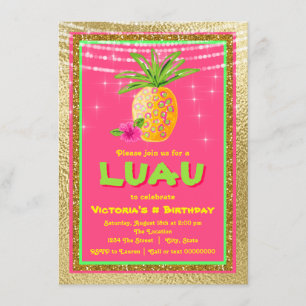 Invitation à une fête d'anniversaire Tropical Luau