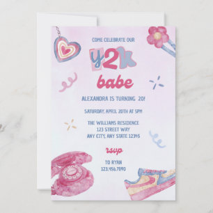 Invitation à une fête d'anniversaire Y2K