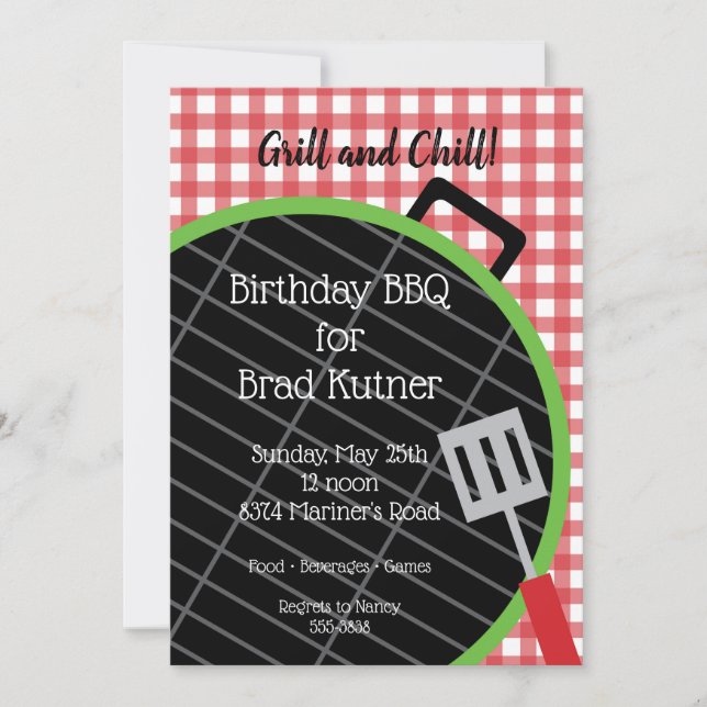 Invitation à une fête de barbecue grillades (Devant)