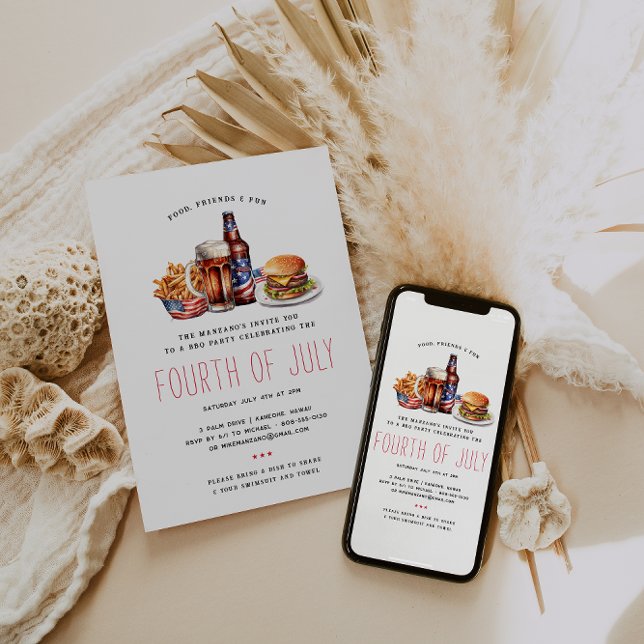 Invitation à une fête de barbecue patriotique du 4 (Créateur téléchargé)