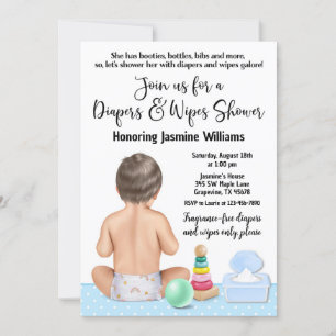 Invitation à une fête de bébé avec couche pour gar