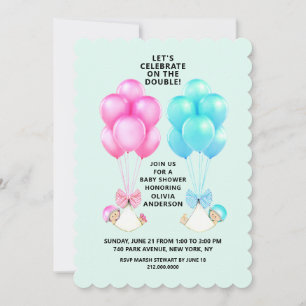 Invitation à une fête de bébé jumeaux