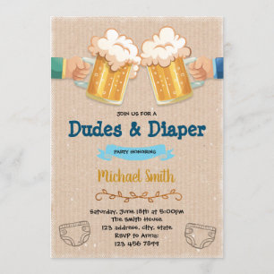 Invitation à une fête de bébés et couches pour mec