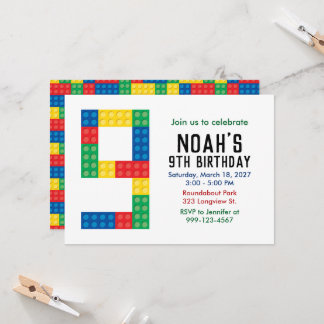 Invitation à une fête de blocs de construction pou
