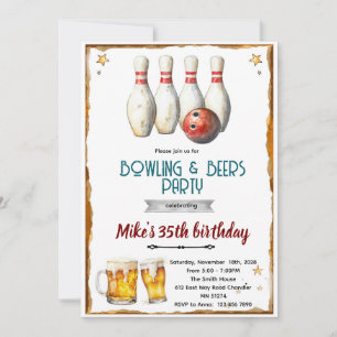 Invitation à une fête de bowling et de bière