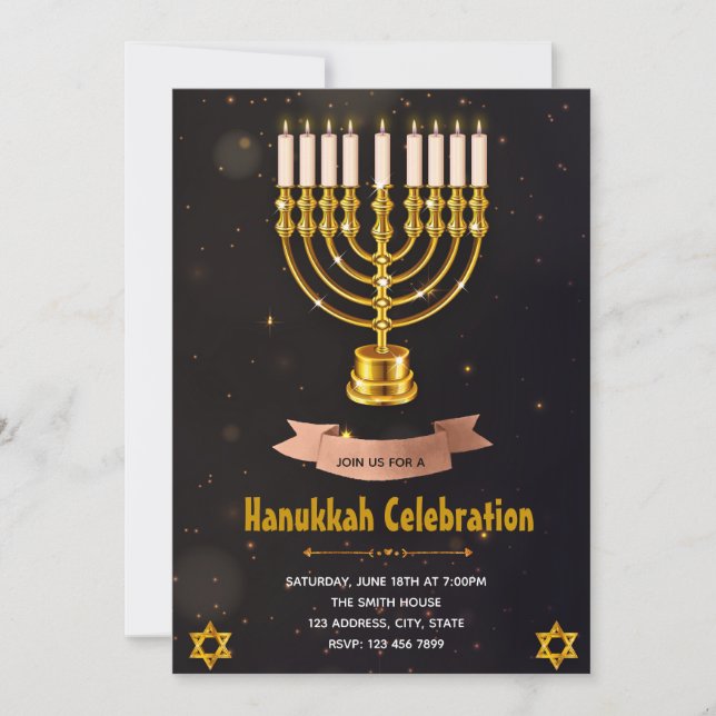 Invitation à une fête de célébration de Hanouka (Devant)