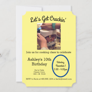 Invitation à une fête de classe de cuisine excepti