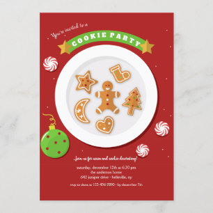 Invitation à une fête de cookies de vacances