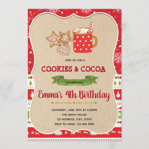 Invitation à une fête de cookies et de cacao