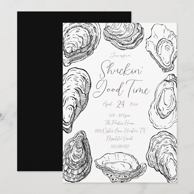 Invitation à une fête de décoquillage d'huitres (Devant / Derrière)