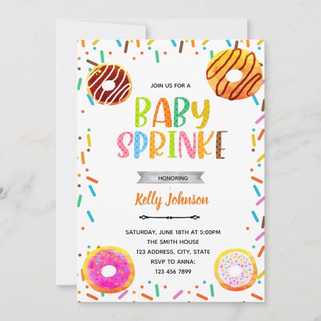 Invitation à une fête de donuts avec paillettes (Devant)