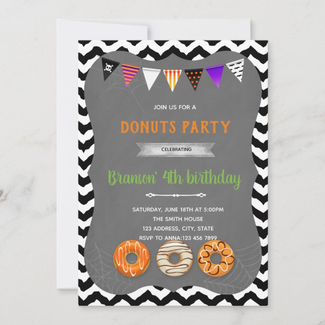 Invitation à une fête de donuts Halloween (Devant)