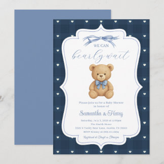 Invitation à une fête de douche de bébé Ourson en