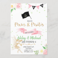 Invitation à une fête de fée et de pirate