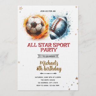 Invitation à une fête de football et de soccer