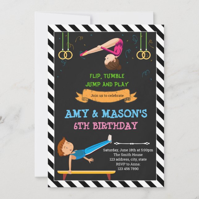Invitation à une fête de gymnastique pour garçon e (Devant)