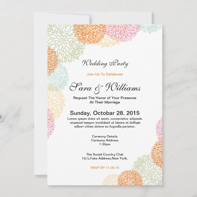 invitation à une fête de mariage romantique (Devant)