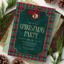 Invitation à une fête de Noël à tartan