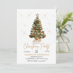 Invitation à une fête de Noël autour d'un sapin do