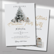Invitation à une fête de Noël avec arbre et cadeau