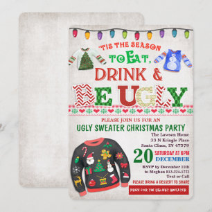 Invitation à une fête de Noël avec un pull moche