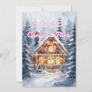 Invitation à une fête de Noël dans un chalet d'hiv