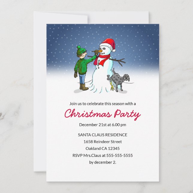 Invitation à une fête de Noël pour faire un bonhom (Devant)