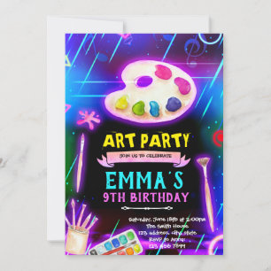 Invitation à une fête de peinture à néon