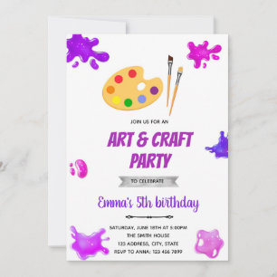 Invitation à une fête de peinture d'art violet