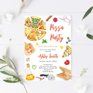 Invitation à une fête de pizza d'anniversaire Pizz