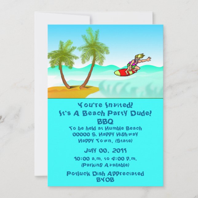 Invitation à une fête de plage/piscine (Devant)