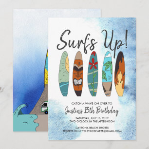 Invitation à une fête de surf pour préadolescents