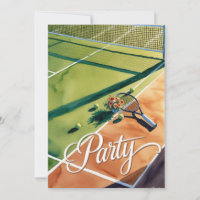 Invitation à une fête de tennis avec raquette sur