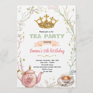 Invitation à une fête de thé de princesse mignonne
