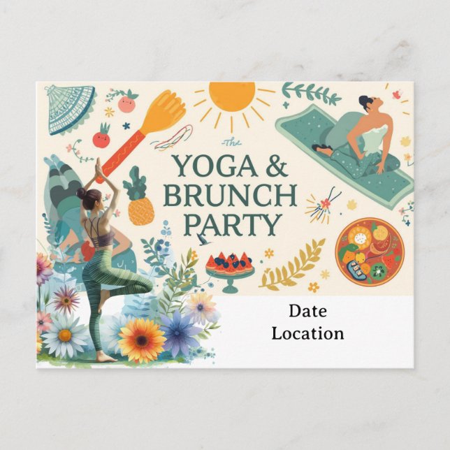 Invitation à une fête de yoga et de brunch  (Devant)