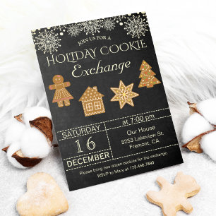 Invitation à une fête d'échange de biscuits de Noë