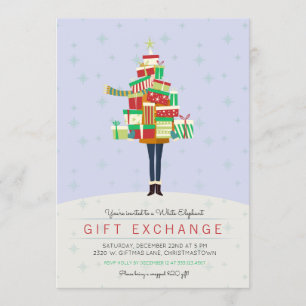 Invitation à une fête d'échange de cadeaux White E
