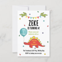 Invitation à une fête d'enfants dinosaures