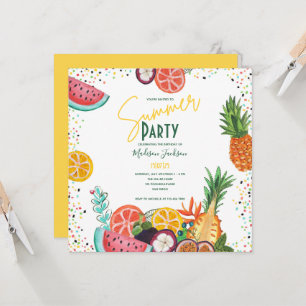 Invitation à une fête d'été aux fruits tropicaux