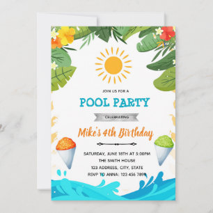 Invitation à une fête d'été avec cône de neige