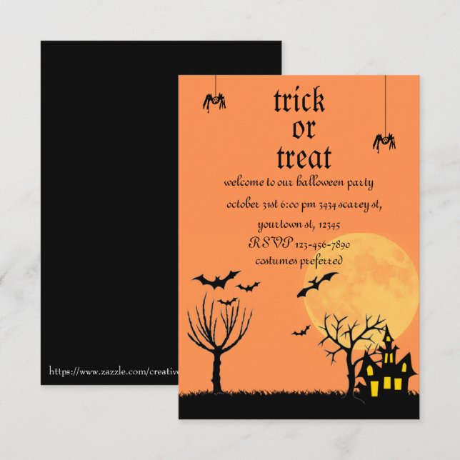 Invitation à une fête d'Halloween (Devant / Derrière)