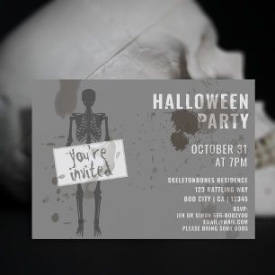 Invitation à une fête d'Halloween avec un squelett