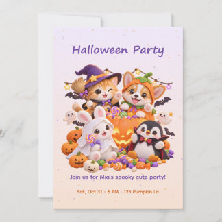 Invitation à une fête d'Halloween en costume d'ani