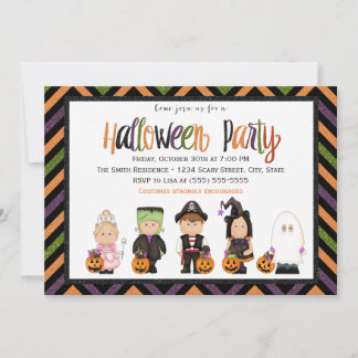 Invitation à une fête d'Halloween en costume pour 