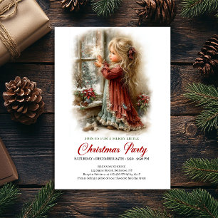 Invitation à une fête d'hiver Fille mignonne Scène