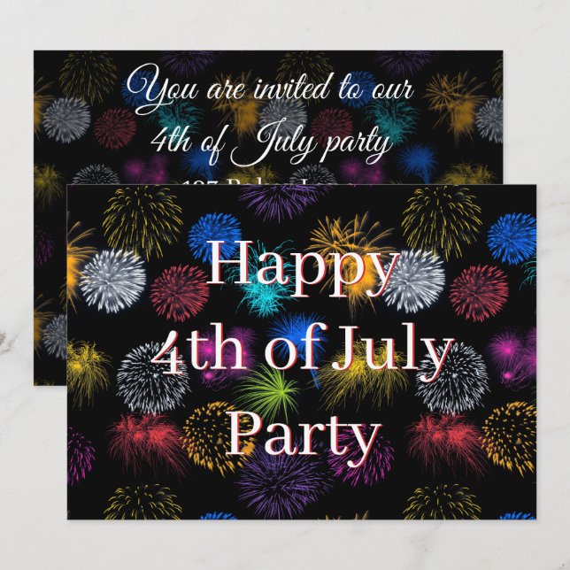 invitation à une fête du 14 juillet feux d'artific (Devant / Derrière)