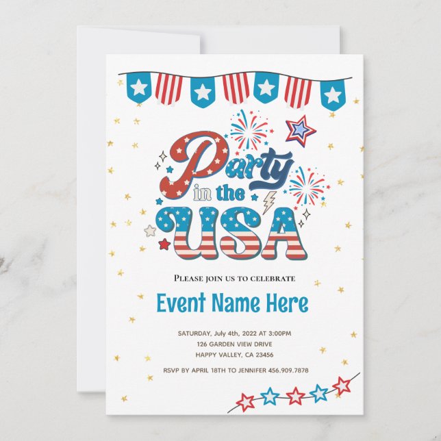 Invitation à une fête du 4 juillet aux États-Unis  (Devant)