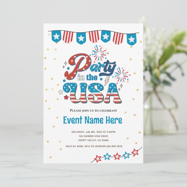 Invitation à une fête du 4 juillet aux États-Unis  (Debout devant)
