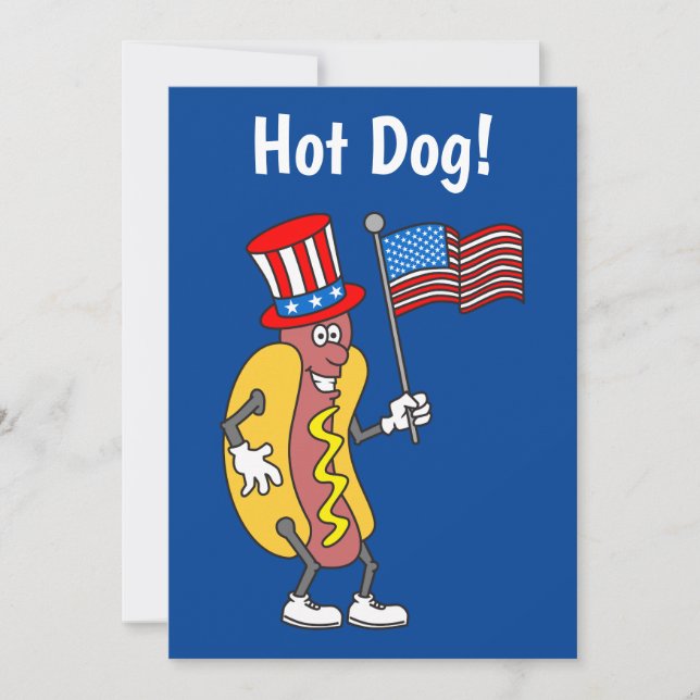 Invitation à une fête du 4 juillet C'est Hot Dog (Devant)
