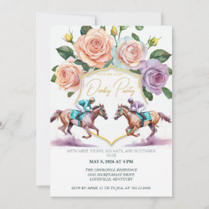 Invitation à une fête du Kentucky Derby Aquarelle 